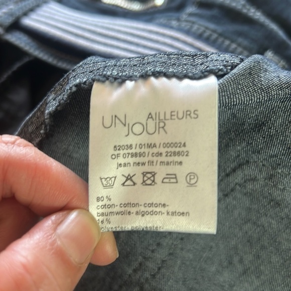 UN Jour Ailleurs Paris Dark Blue Wash Straight Woman’s Jeans Size 40 - Picture 12 of 15